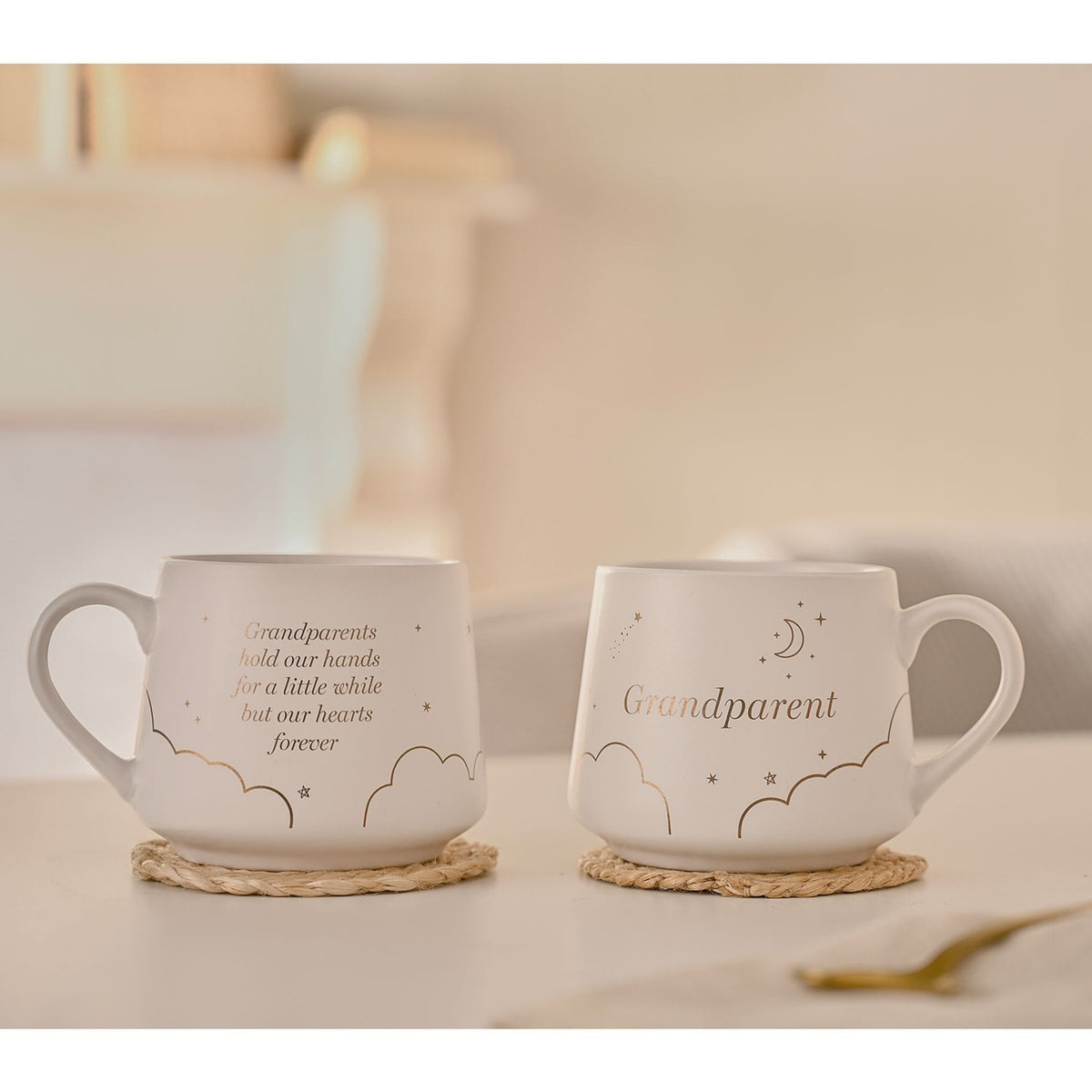 Set of 2 New Grandparents Cloud Stoneware Mugs 300ml - White