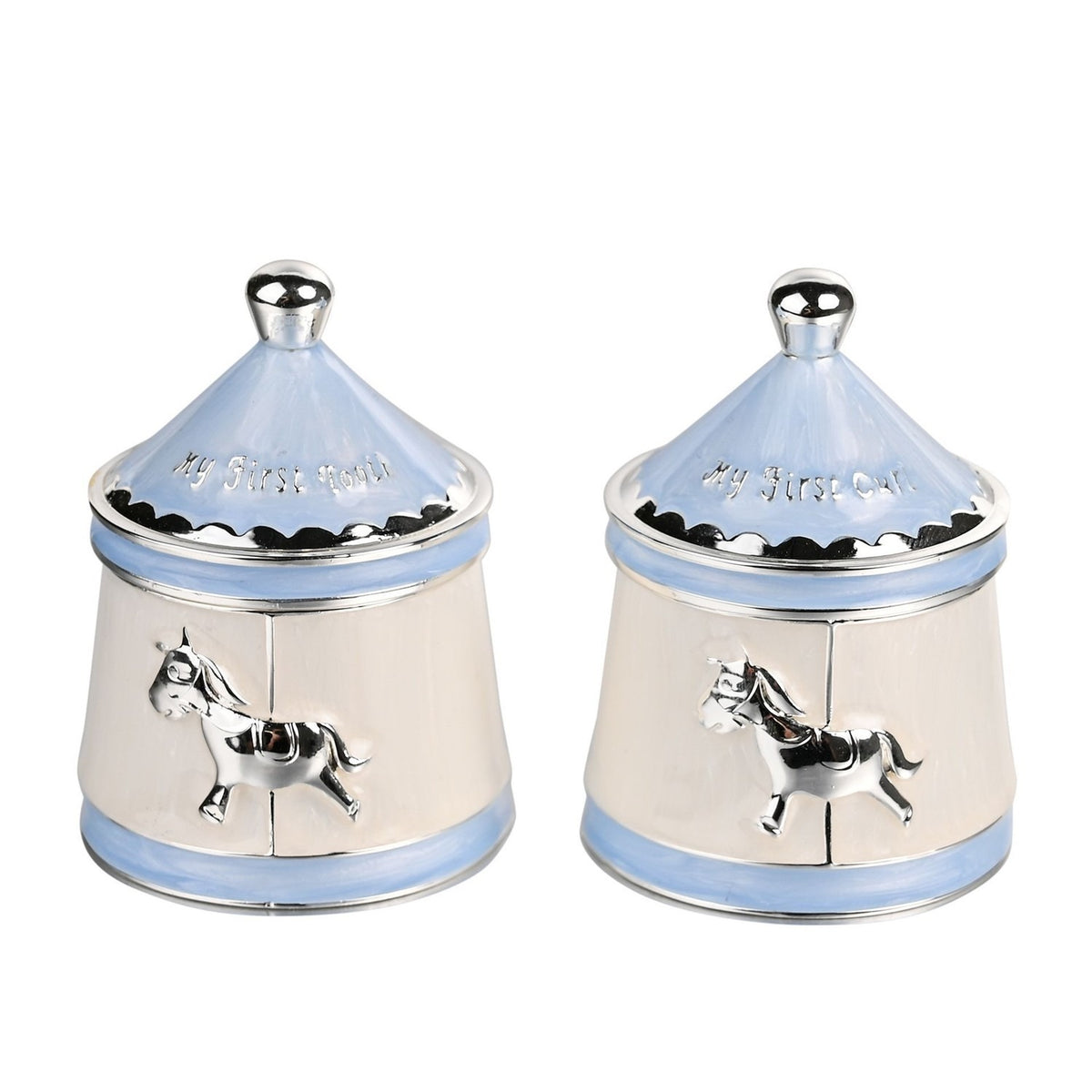 Carousel Silverplated Tooth and Curl Keepsake Box Set - Blue