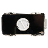 Classic Car Silverplated Money Box viewed from above, showing the round white open/close stopper, domed roof and four chrome wheels on a plain white background.