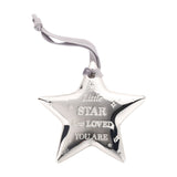 Silverplated Metal Star Plaque with Hanging Ribbon - Silver