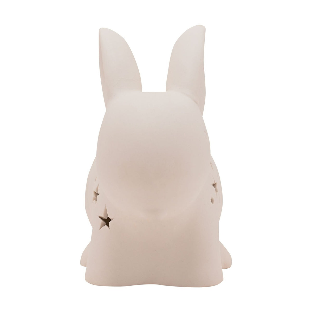 Rabbit Matt Ceramic Night Light with Star Cut-Outs - White
