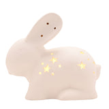 Rabbit Matt Ceramic Night Light with Star Cut-Outs - White