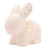 Rabbit Matt Ceramic Night Light with Star Cut-Outs - White