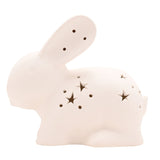 Rabbit Matt Ceramic Night Light with Star Cut-Outs - White