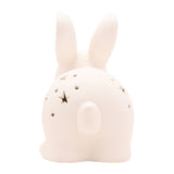 Rabbit Matt Ceramic Night Light with Star Cut-Outs - White