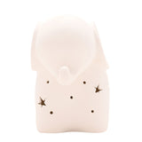 Elephant Star Cut-Out Ceramic Battery Night Light - White