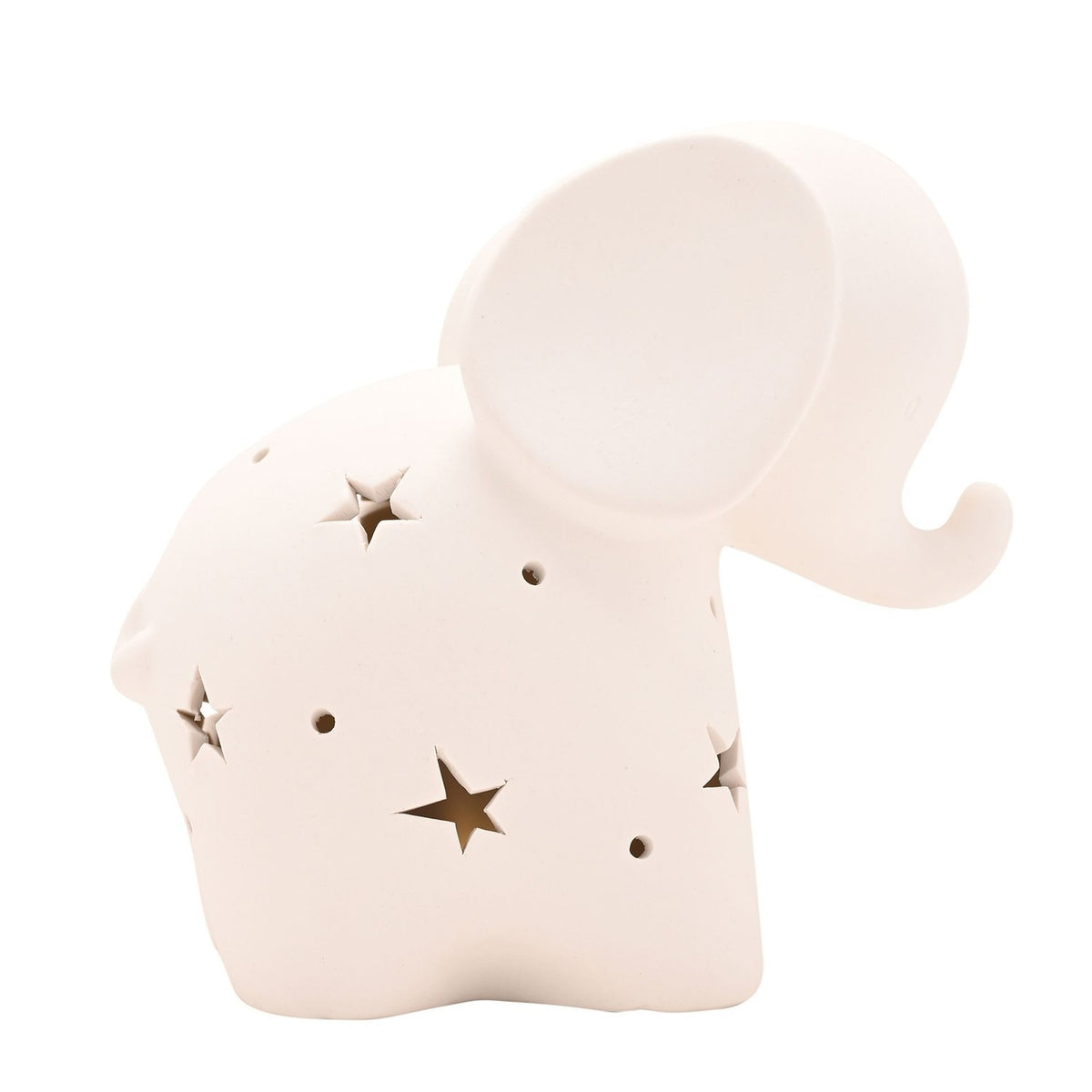 Elephant Star Cut-Out Ceramic Battery Night Light - White