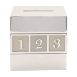 ABC and 123 Baby Block Silverplated Cube Money Box - Silver