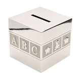 ABC and 123 Baby Block Silverplated Cube Money Box - Silver