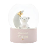 'Welcome Little Girl' Bear Resin Water Globe Ornament - Pink