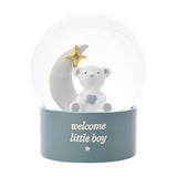 'Welcome Little Boy' Bear Resin Water Globe Ornament - Blue