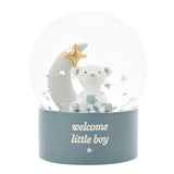 'Welcome Little Boy' Bear Resin Water Globe Ornament - Blue