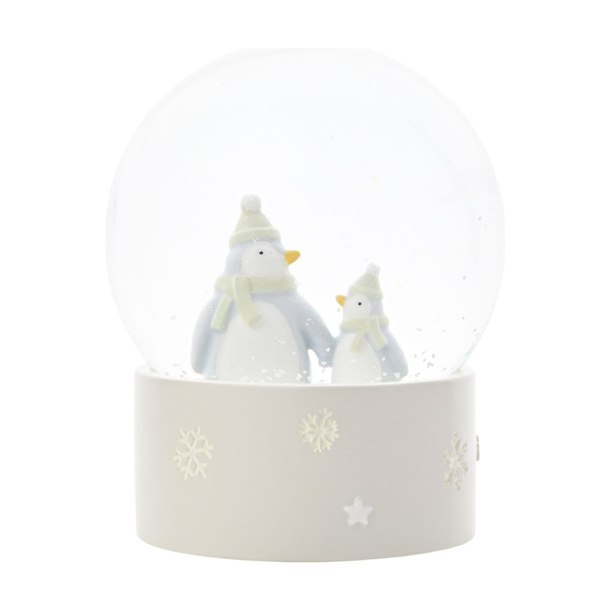 Two Penguins in Scarves Resin Water Globe Ornament - Grey