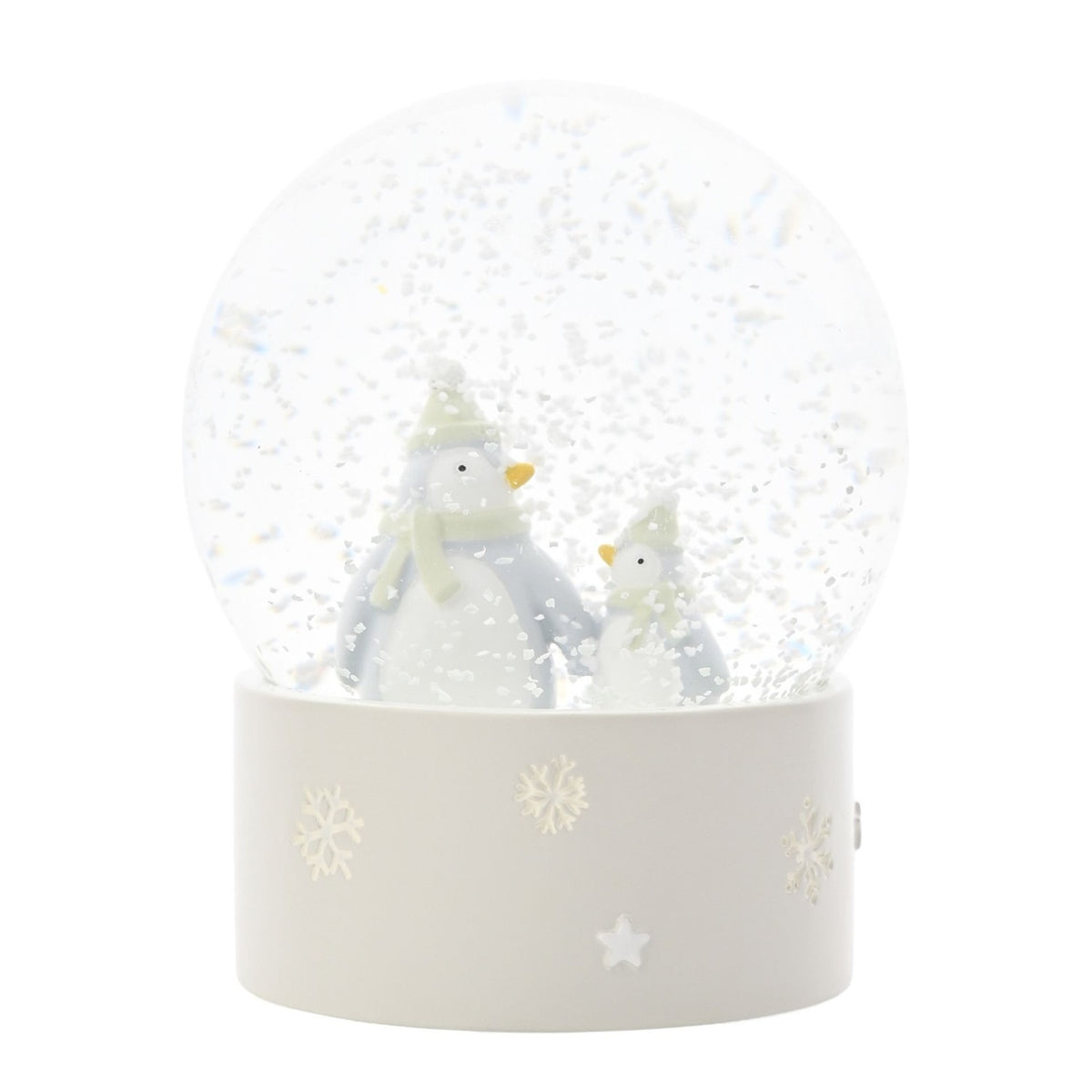 Two Penguins in Scarves Resin Water Globe Ornament - Grey