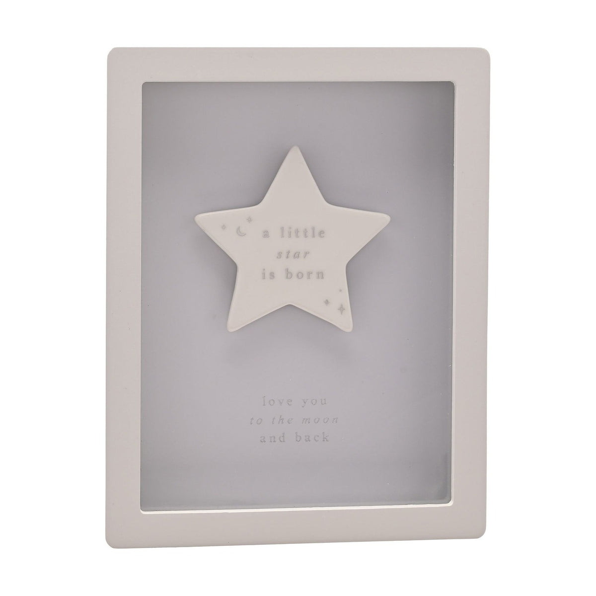 Little Star Is Born Wooden Framed Plaque 17cm - Blue & Cream