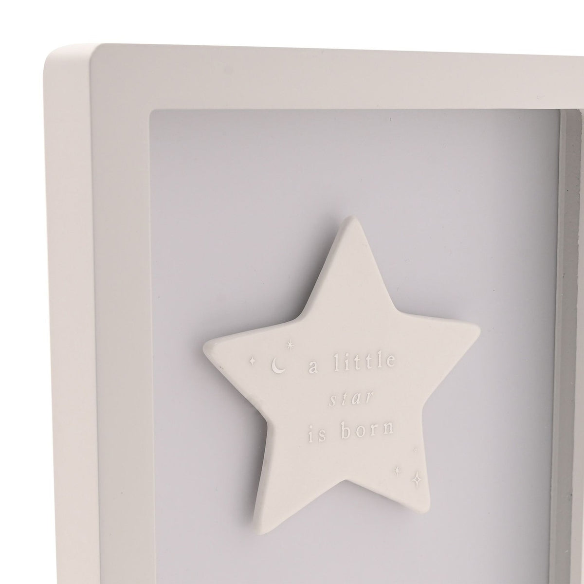 Little Star Is Born Wooden Framed Plaque 17cm - Blue & Cream