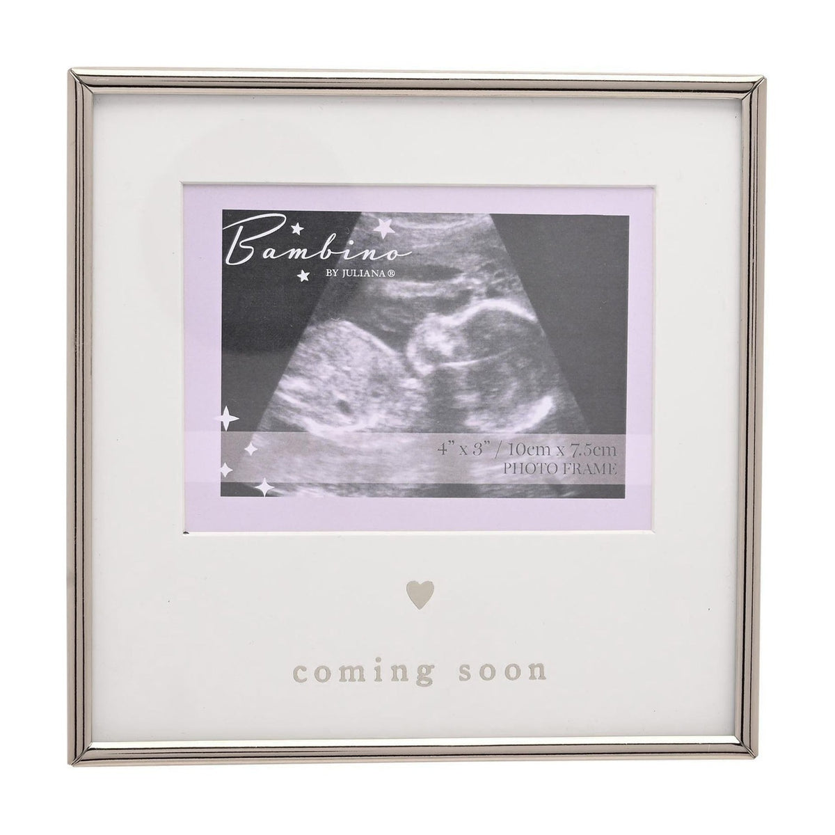 Coming Soon Baby Scan Metal Photo Frame 4 x 3in - Silver