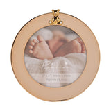 Round Teddy Bear Steel Photo Frame with Stand 4 x 4in - Gold