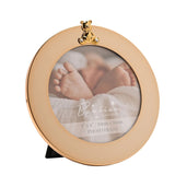 Round Teddy Bear Steel Photo Frame with Stand 4 x 4in - Gold