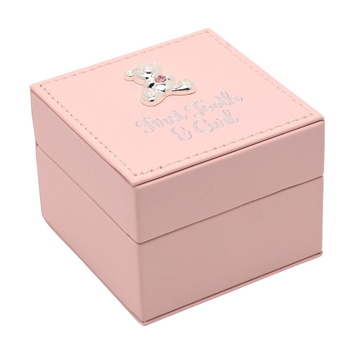 First Tooth & Curl Plastic Keepsake Box - Pink & Silver