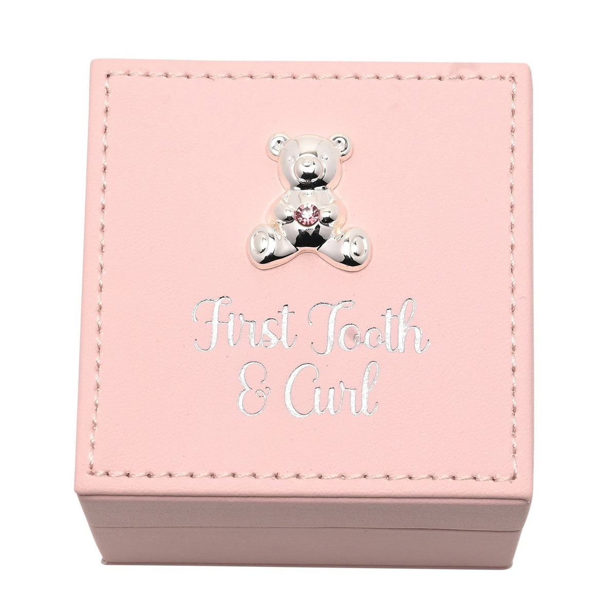 First Tooth & Curl Plastic Keepsake Box - Pink & Silver