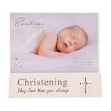 Christening Block MDF Photo Frame with Cross 6 x 4in - White