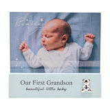 First Grandson Block MDF Photo Frame 6 x 4in - Light Blue