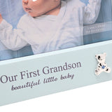 First Grandson Block MDF Photo Frame 6 x 4in - Light Blue