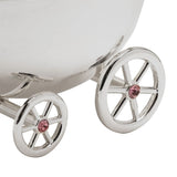 Silverplated Pram Money Box with Coin Slot - Silver & Pink