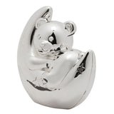 Teddy Bear and Crescent Moon Silverplated Money Box - Silver