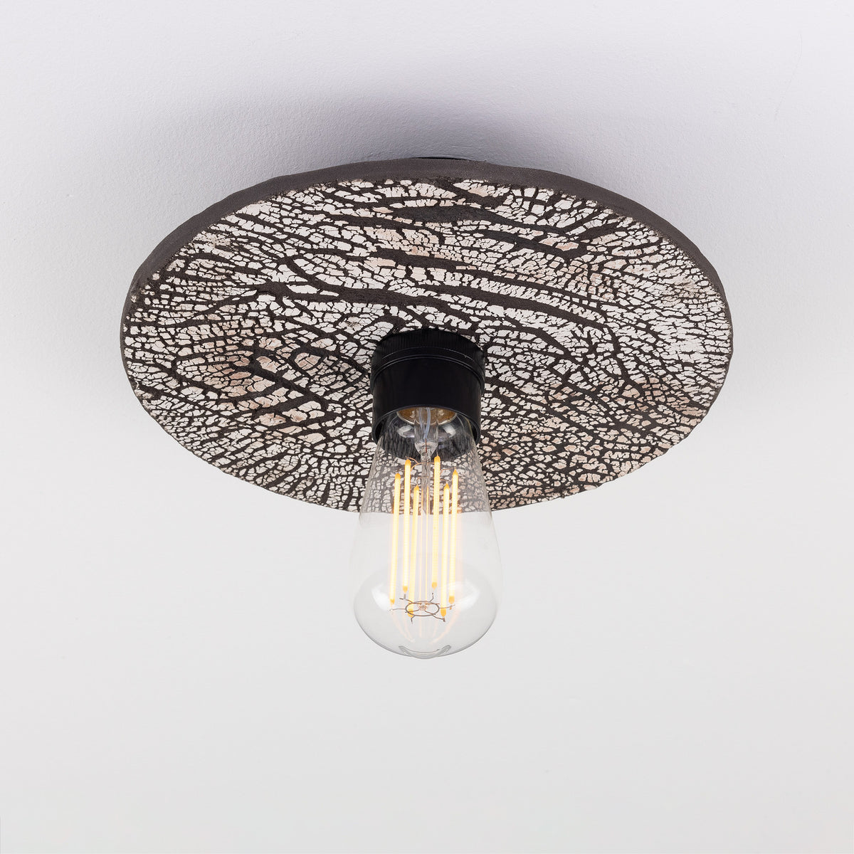 Bog Oak Ceramic Ceiling Light - Black Clay