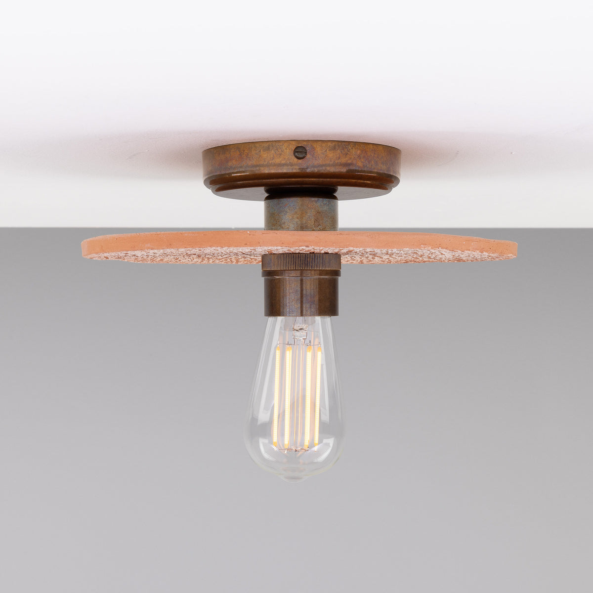Bog Oak Ceramic Ceiling Light - Red Iron