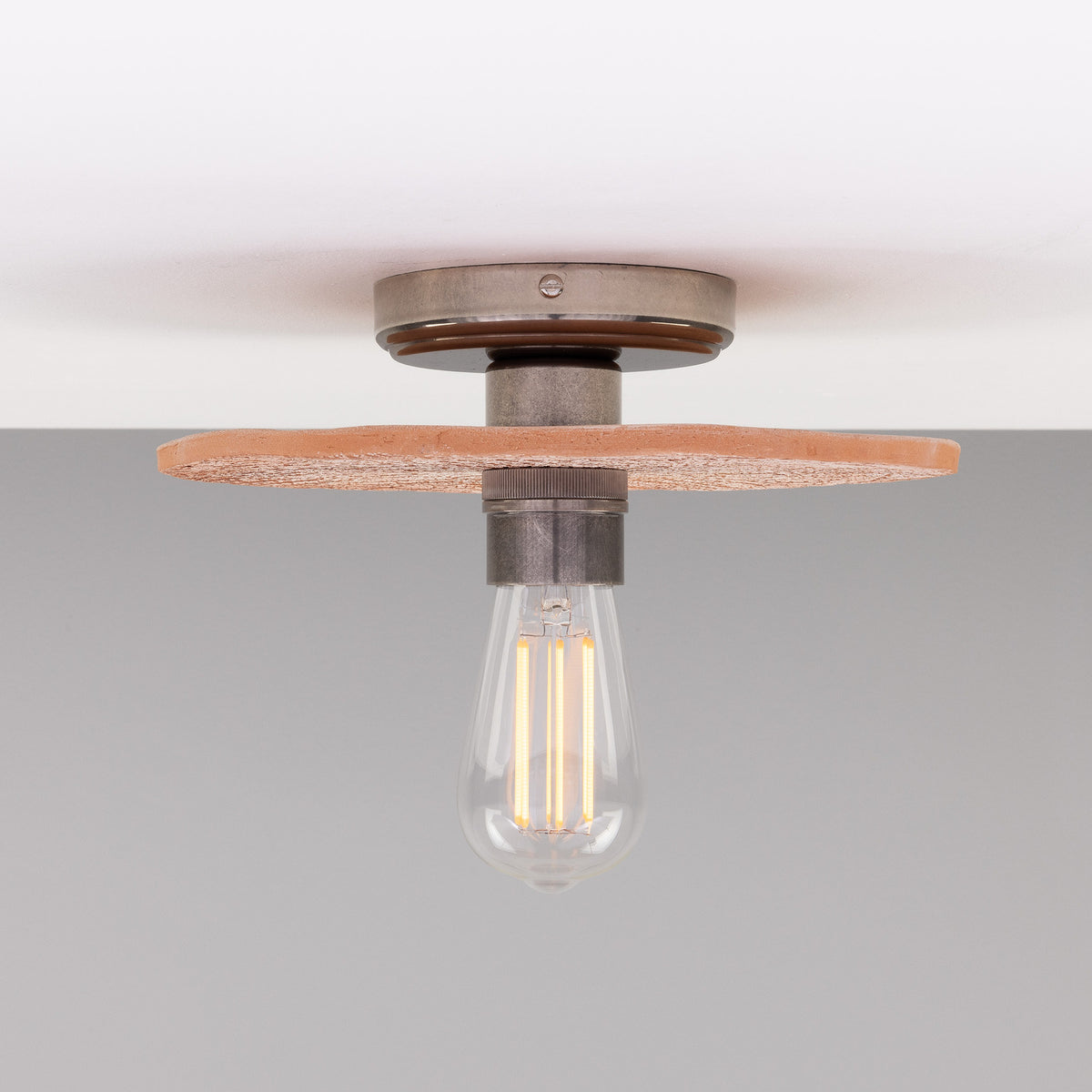 Bog Oak Ceramic Ceiling Light - Red Iron