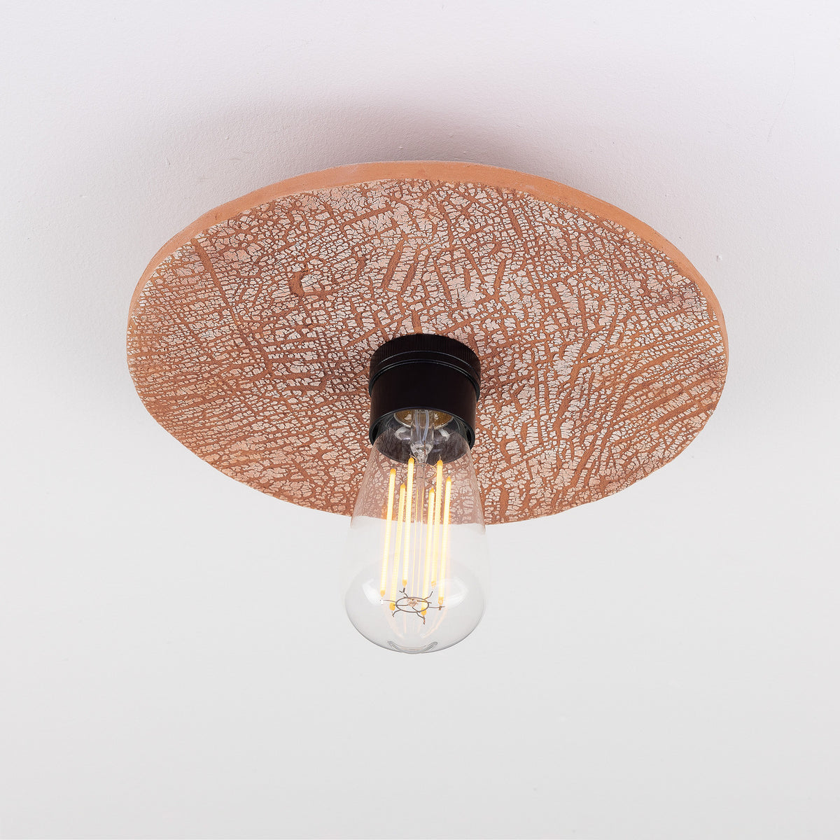 Bog Oak Ceramic Ceiling Light - Red Iron
