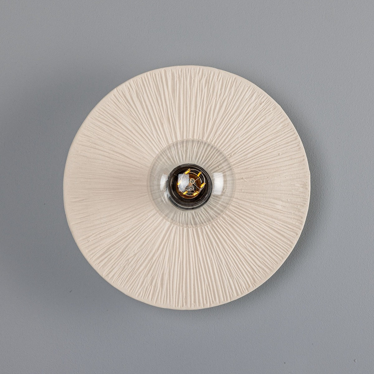 Bog Oak Ceramic Wall Light - Matt White Striped
