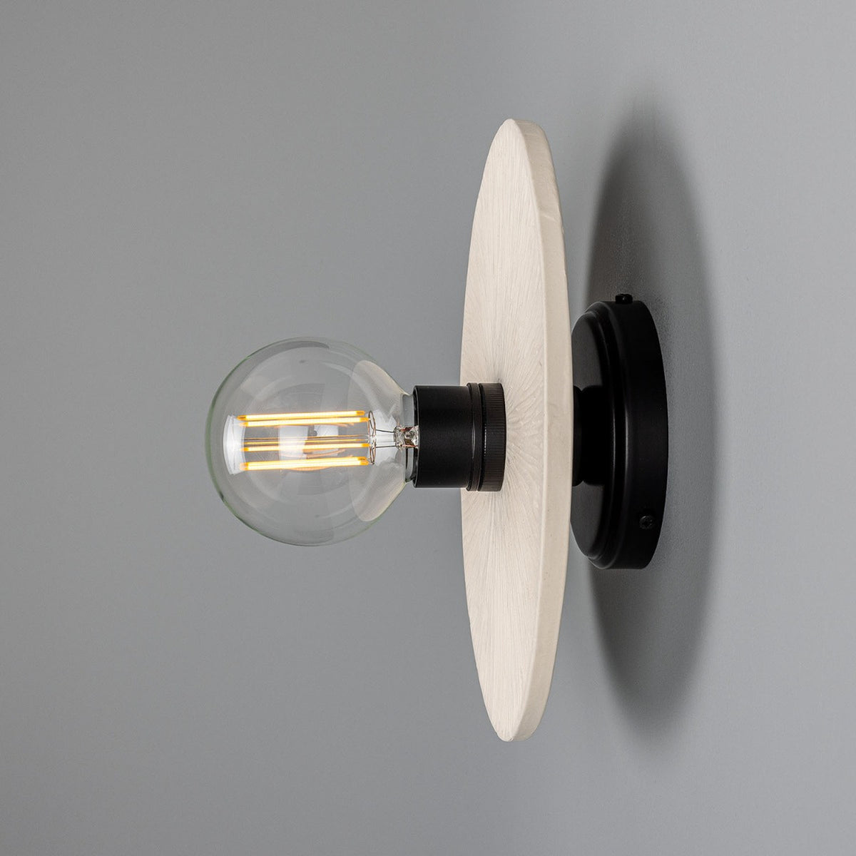 Bog Oak Ceramic Wall Light - Matt White Striped