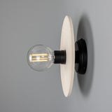 Bog Oak Ceramic Wall Light - Matt White Striped