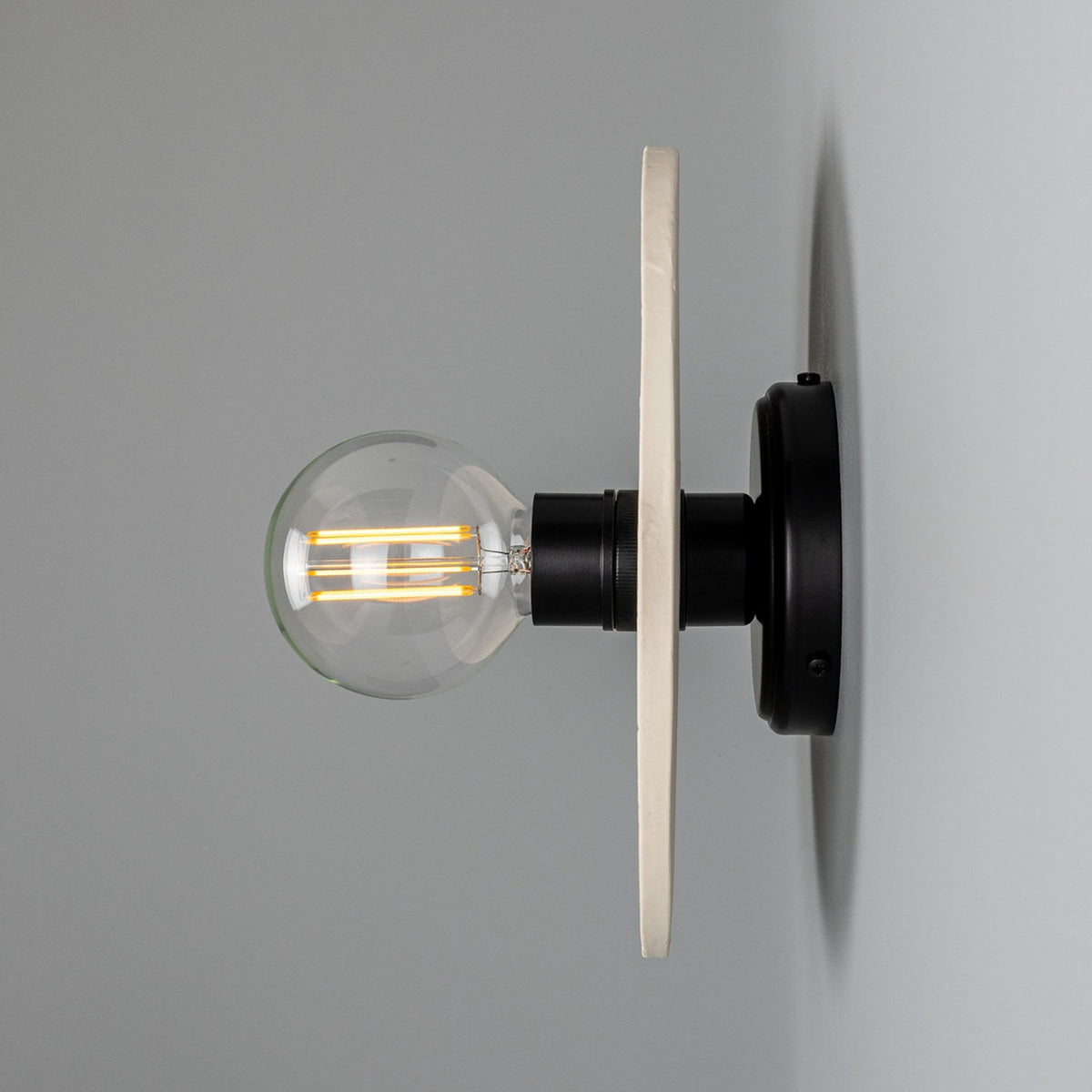 Bog Oak Ceramic Wall Light - Matt White Striped