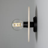 Bog Oak Ceramic Wall Light - Matt White Striped