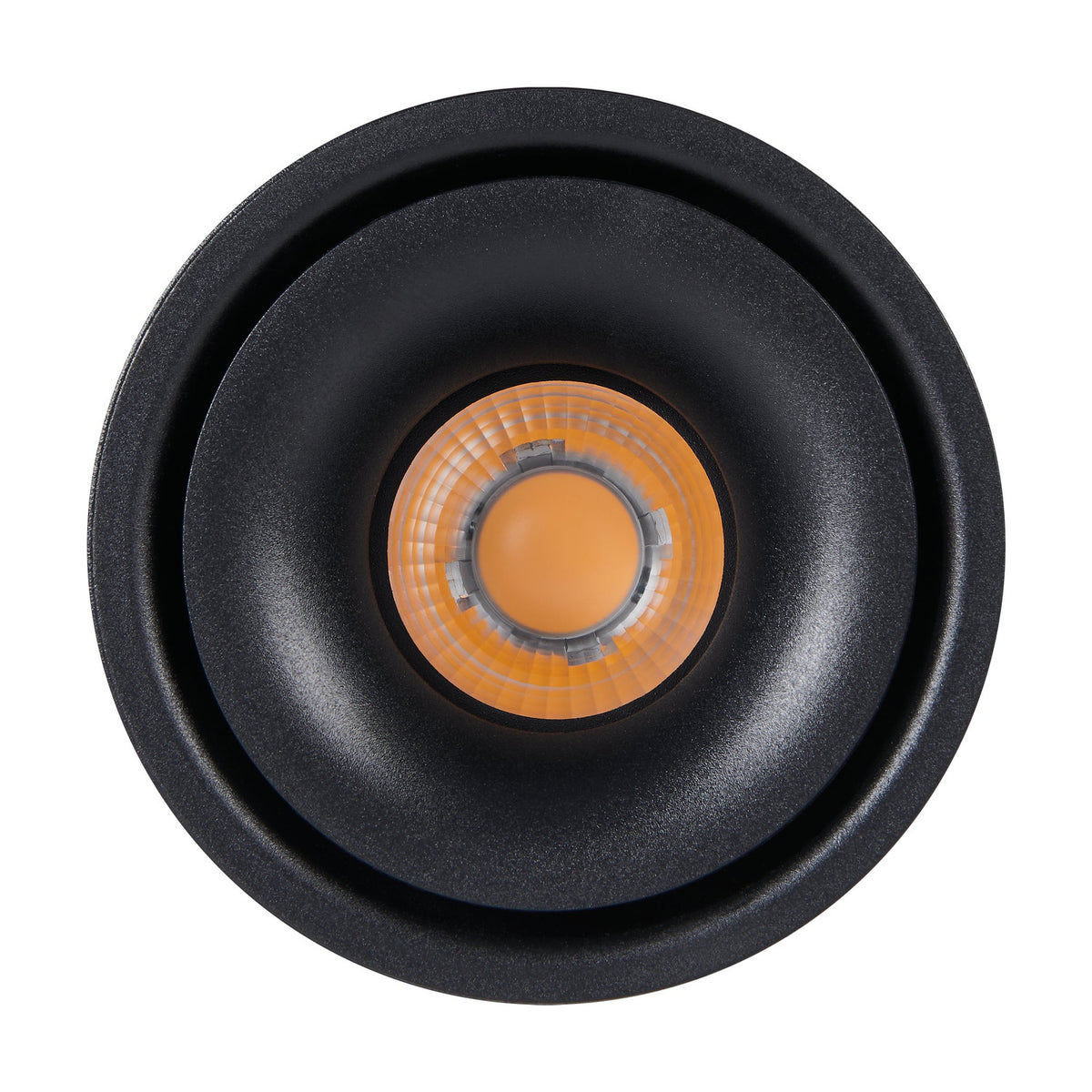 Bohoyo LED Downlight in black, a round aluminium fixture with integrated LED and warm white lens, shown front-on against a plain white background.