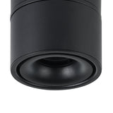 Close-up of the Bohoyo LED Downlight in black, a cylindrical aluminium surface-mounted fixture with a recessed lens, shown on a plain white background.
