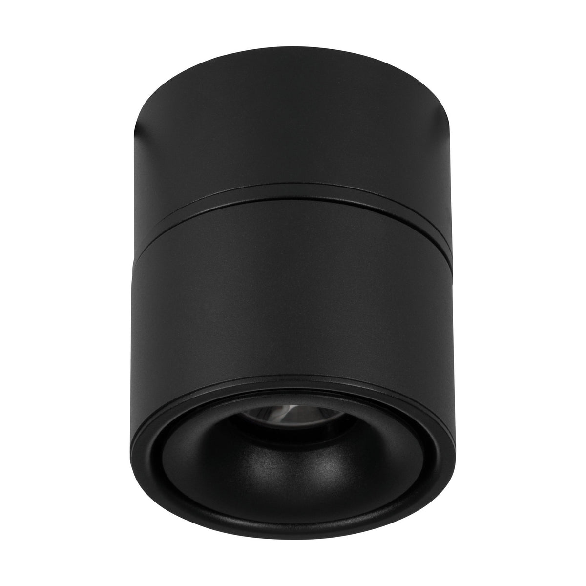 Bohoyo LED Downlight in black, a compact cylindrical aluminium surface-mounted fixture with a recessed lens, shown against a plain white background.