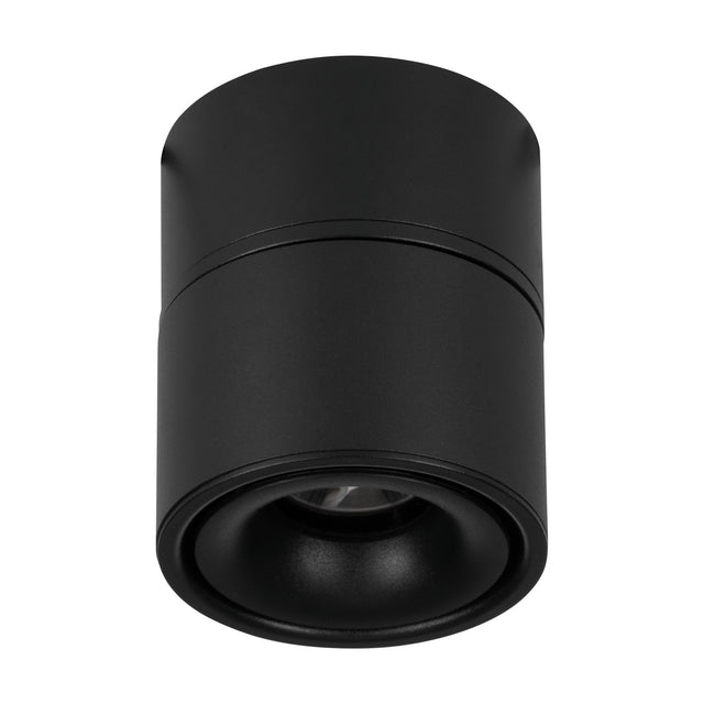 Bohoyo LED Downlight in black, a compact cylindrical aluminium surface-mounted fixture with a recessed lens, shown against a plain white background.