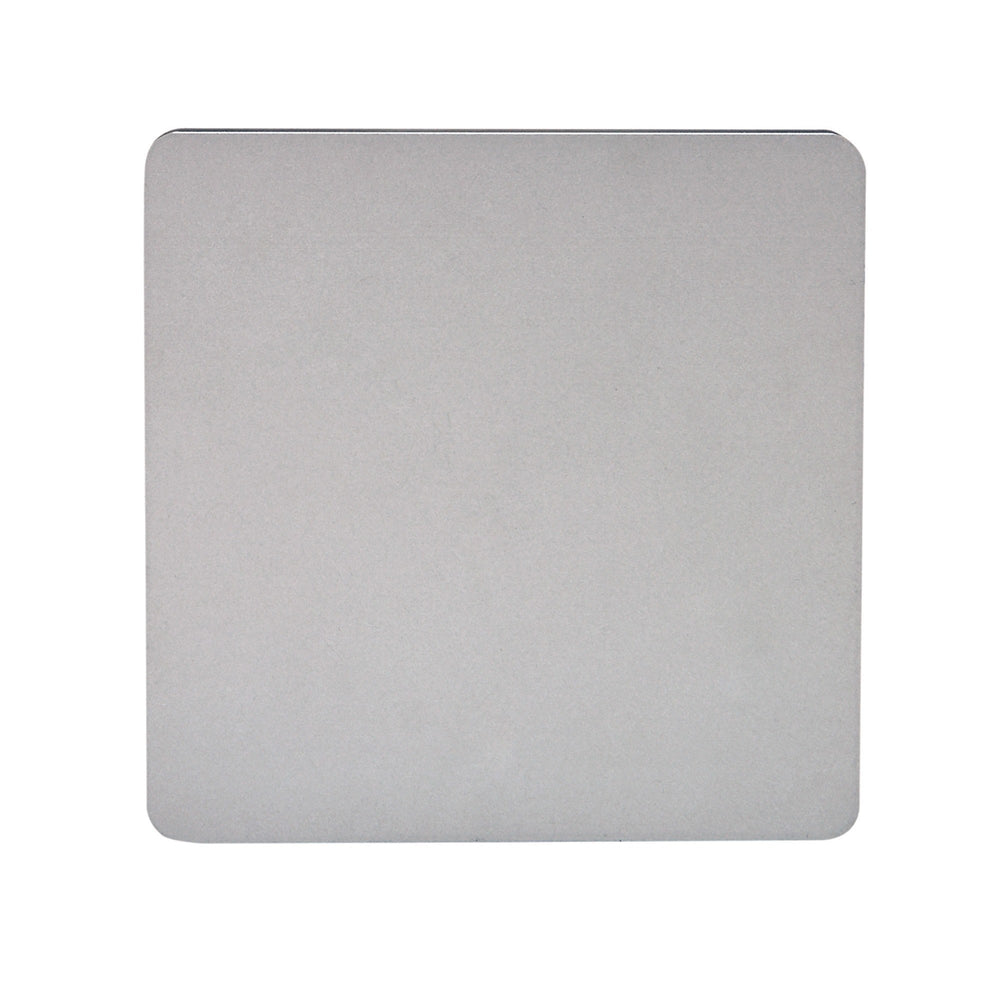 Bora 13cm square LED wall light with silver-painted metal faceplate and flush low-profile design, shown against a plain white background.