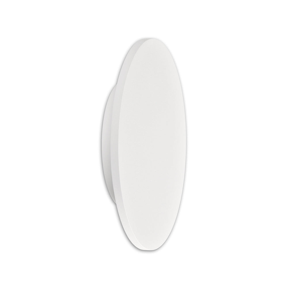 Bora 27cm oval LED wall light with matt white acrylic diffuser, shown side-on against a plain white background.