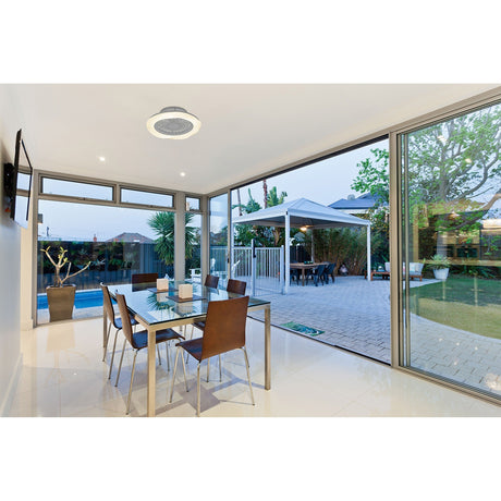 Boreal CCT Dimmable LED Ceiling Retractable Fan Light With Remote Control - Silver