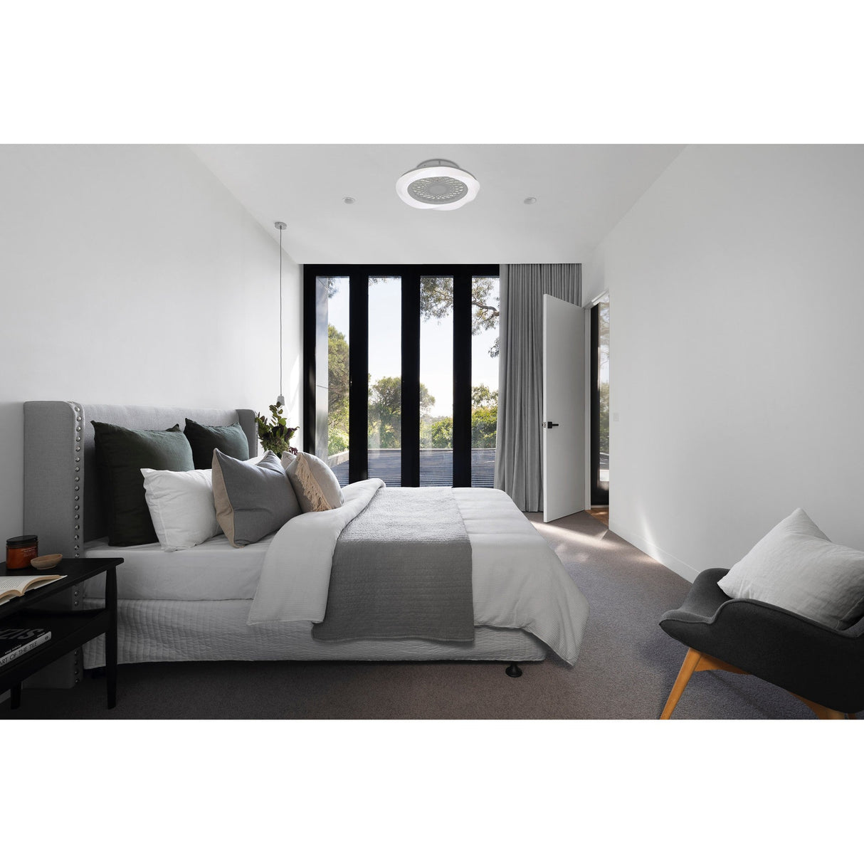 Boreal CCT Dimmable LED Ceiling Retractable Fan Light With Remote Control - Silver