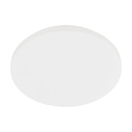 Bosmine LED Flush Ceiling Light, 31cm round white design with a smooth plastic shade and white steel body, shown on a plain background.