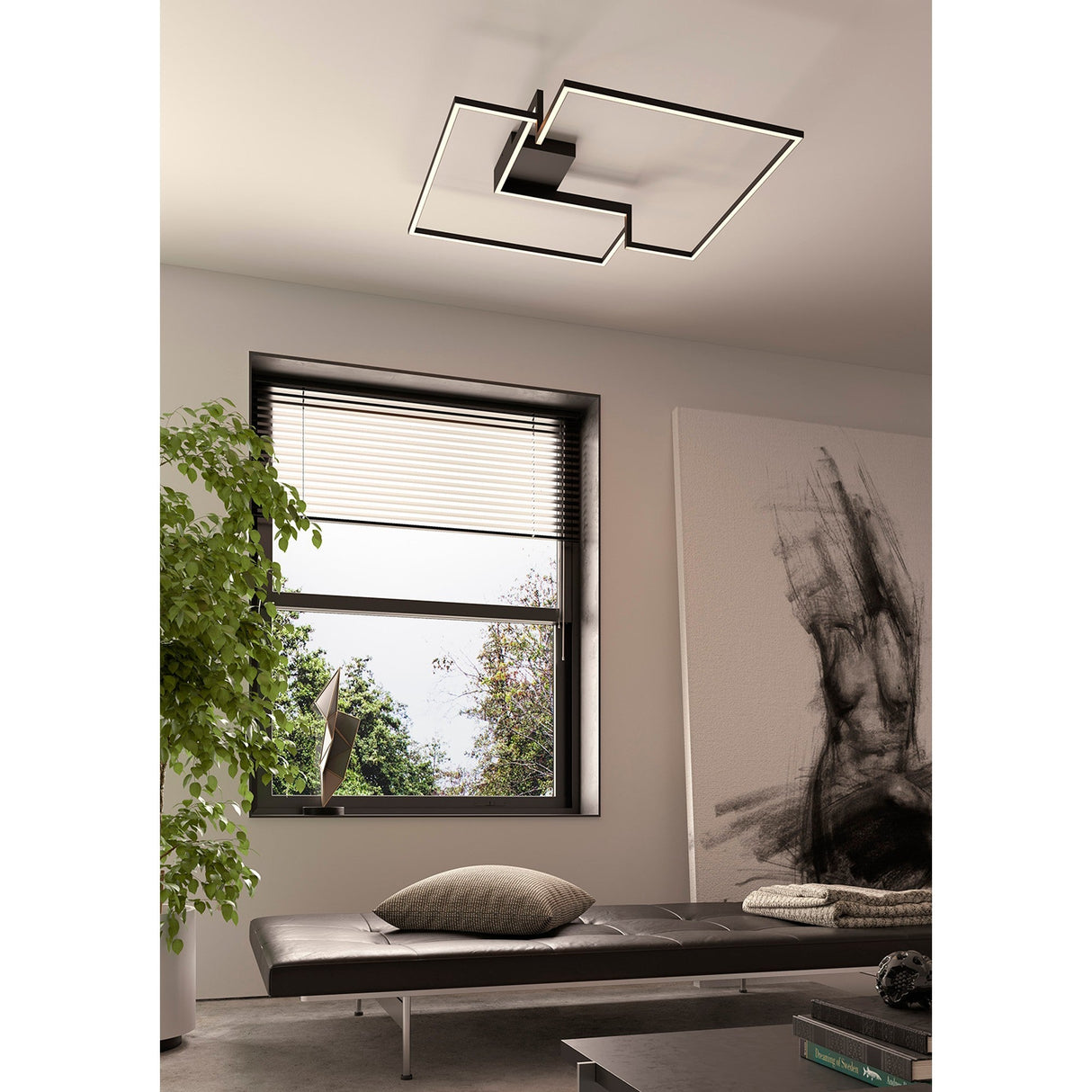 Boutique Dimmable LED Flush Ceiling Light 42W 3000K - Black