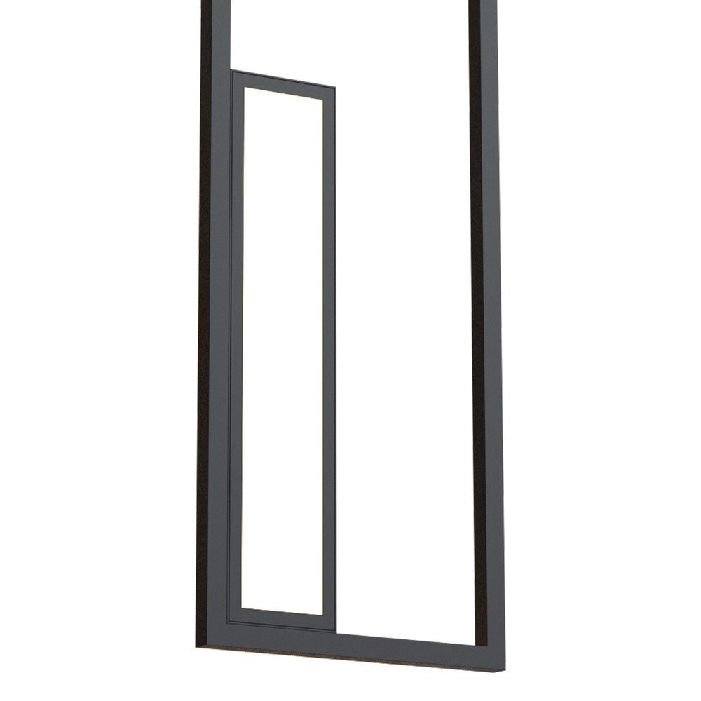 Boutique Small rectangular LED wall light in matt black, showing the slim frame and inner illuminated rectangular aperture against a white background.